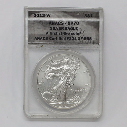 2012 W USA Silver Eagle 1oz. Fine Silver ANACS Certified SP70 First Strike (No Tax)