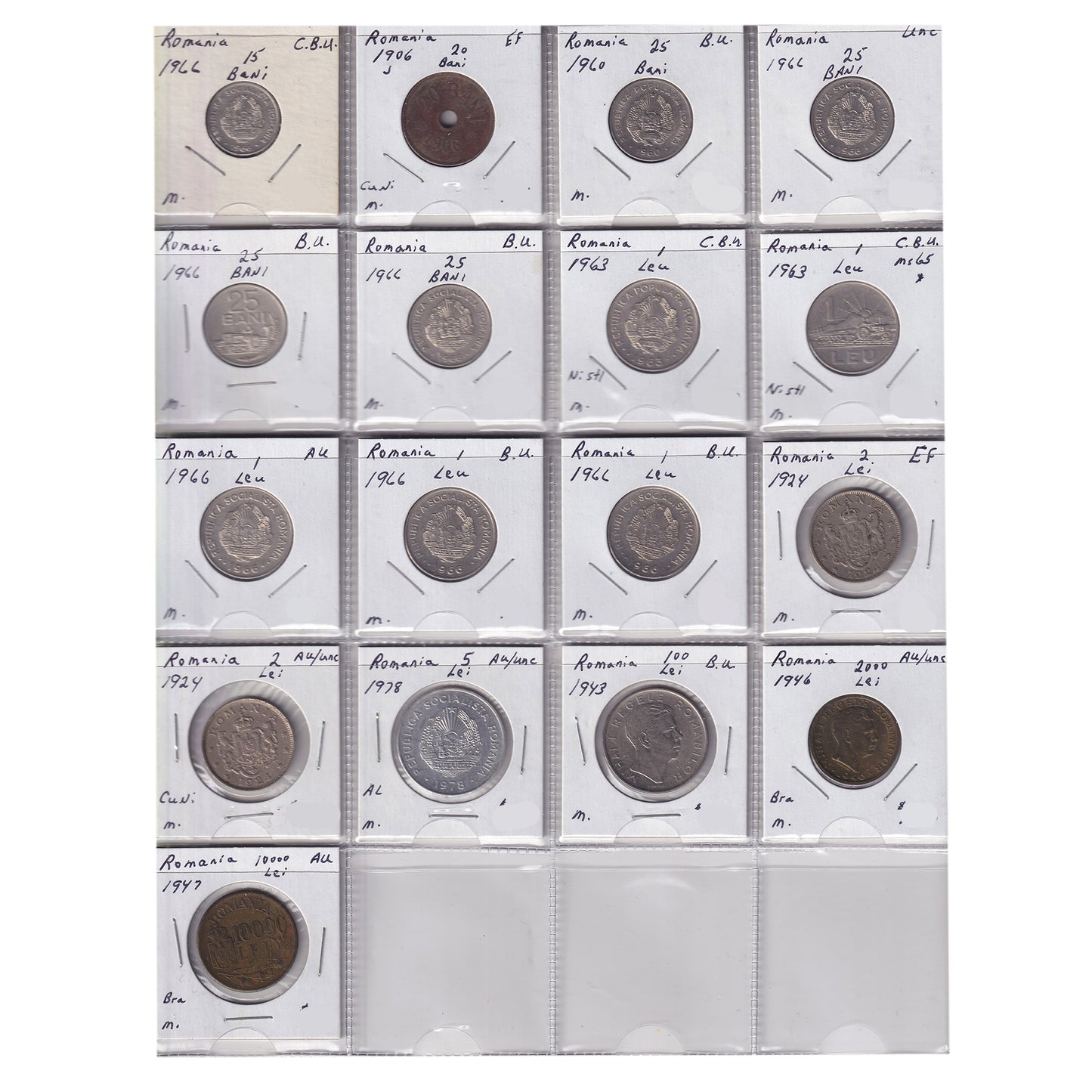 Group Lot of 17x 1906-1978 Romania Decimal, EF to Choice BU, 17pcs