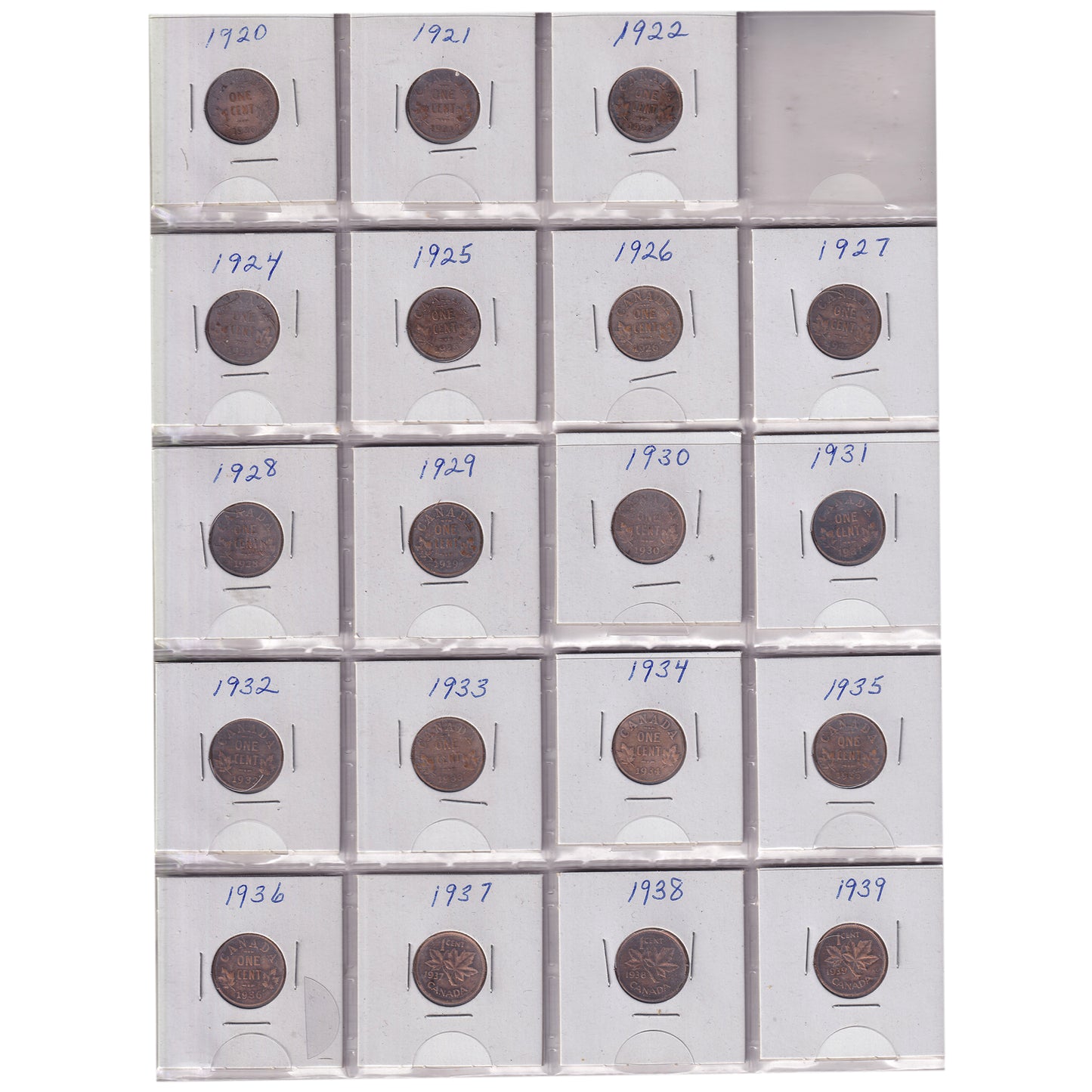 Group Lot of 59x 1920-1975 Canada 1-cents, 59pcs