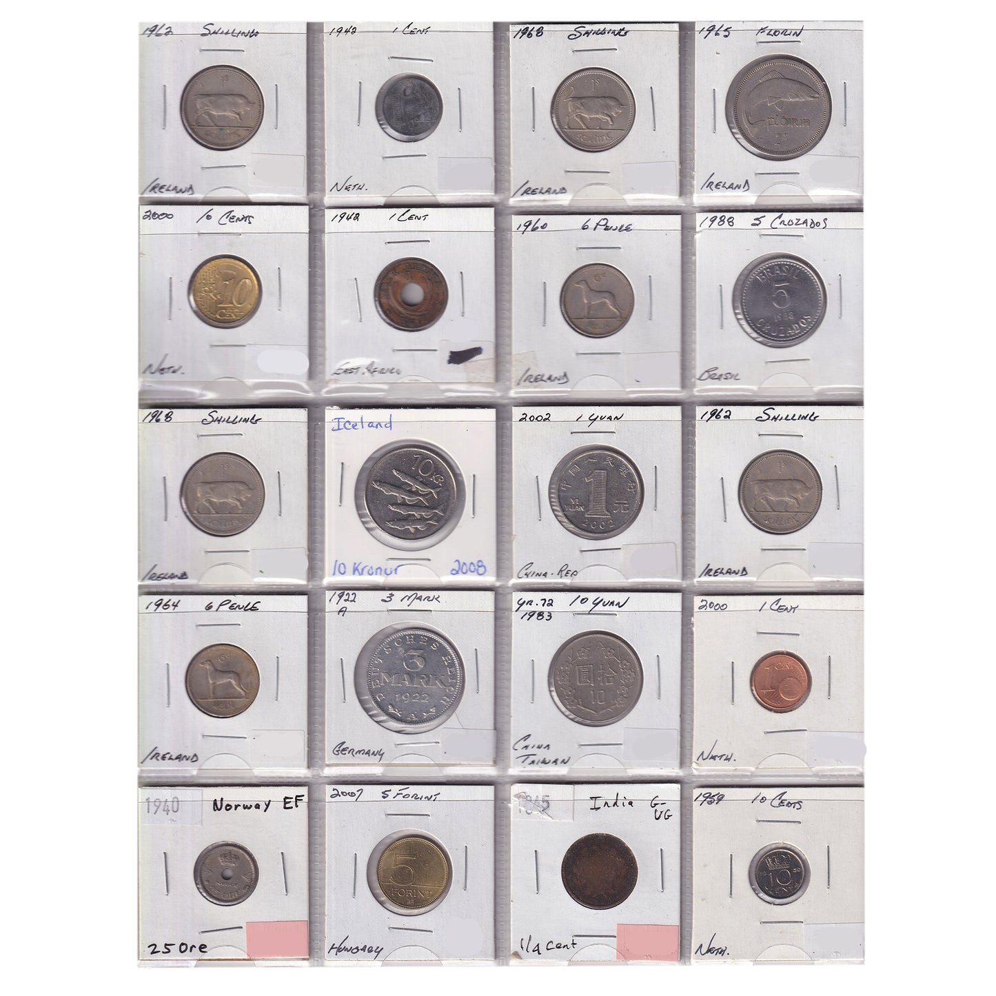 Group Lot of 60x 1896-2010 World Coins, Assorted Countries & Denominations, 60pcs
