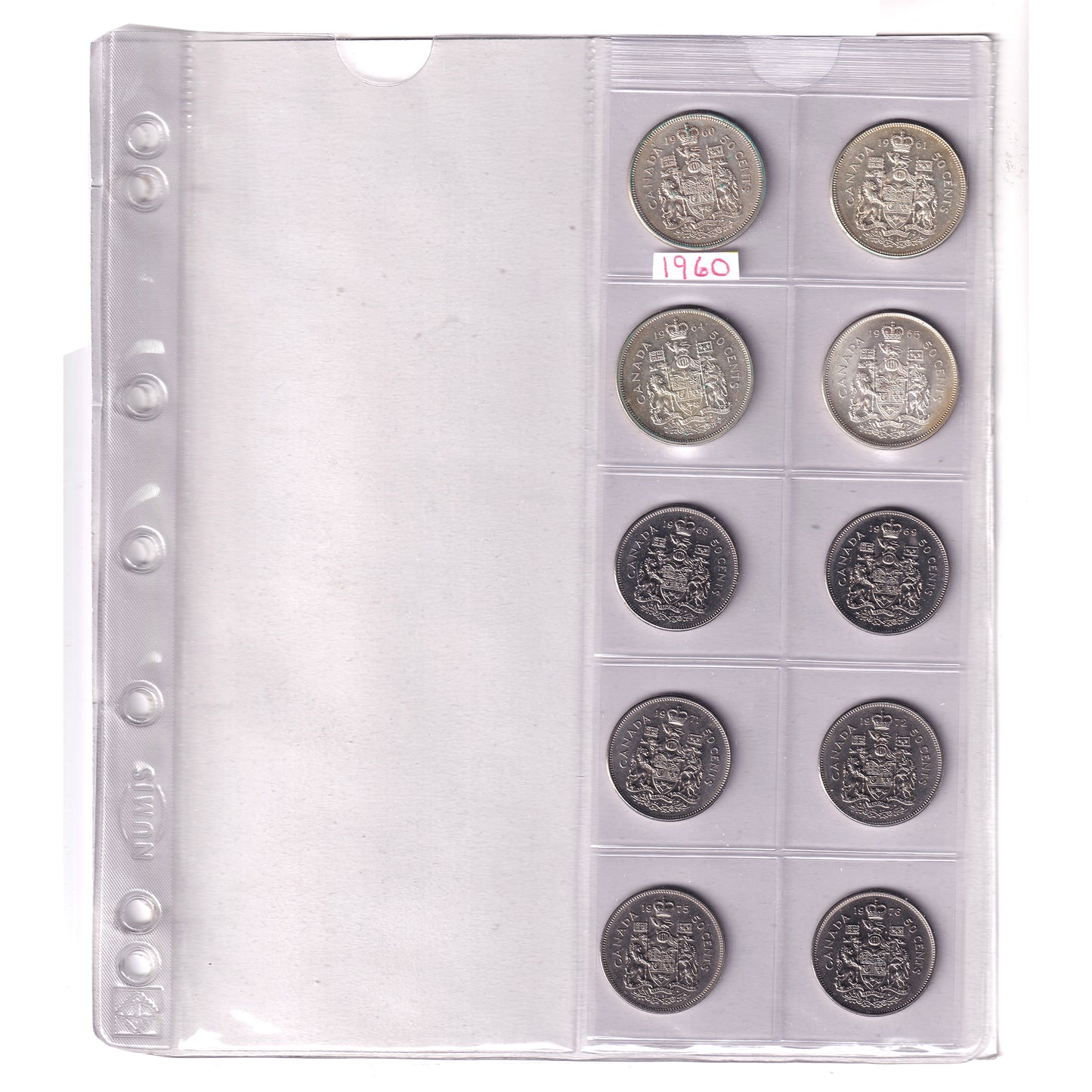 Estate Lot of 62x 1960-2025 Canada 50-cents in CDNCoin.com Album