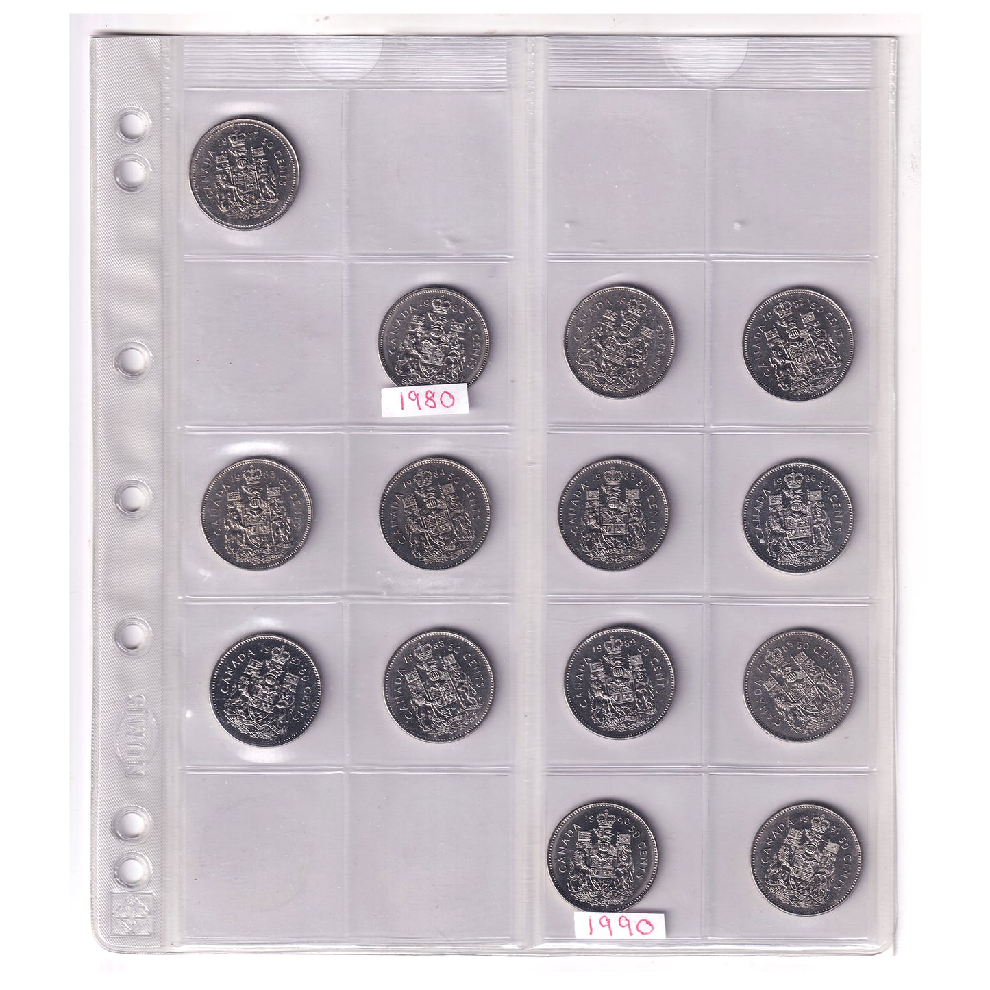Estate Lot of 62x 1960-2025 Canada 50-cents in CDNCoin.com Album