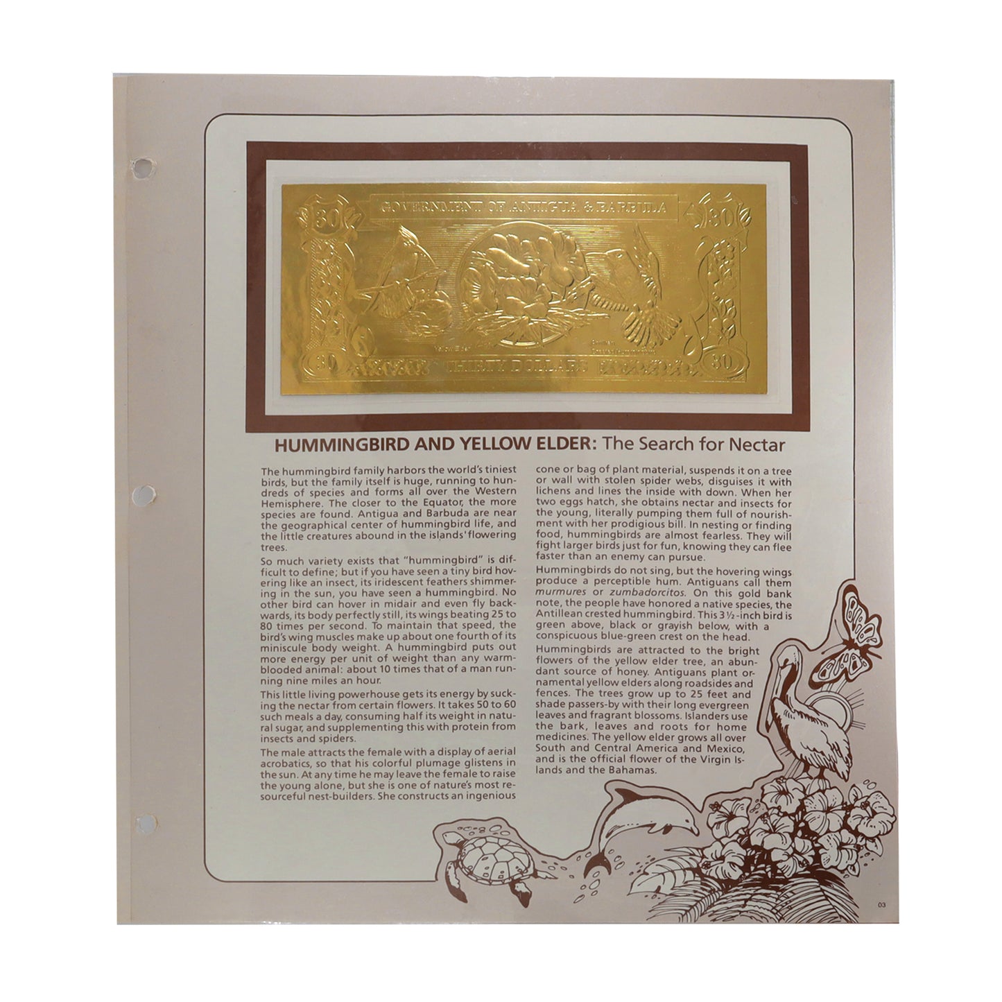 Complete Set of Gold Bank Notes of Antigua & Barbuda with Album (issues)