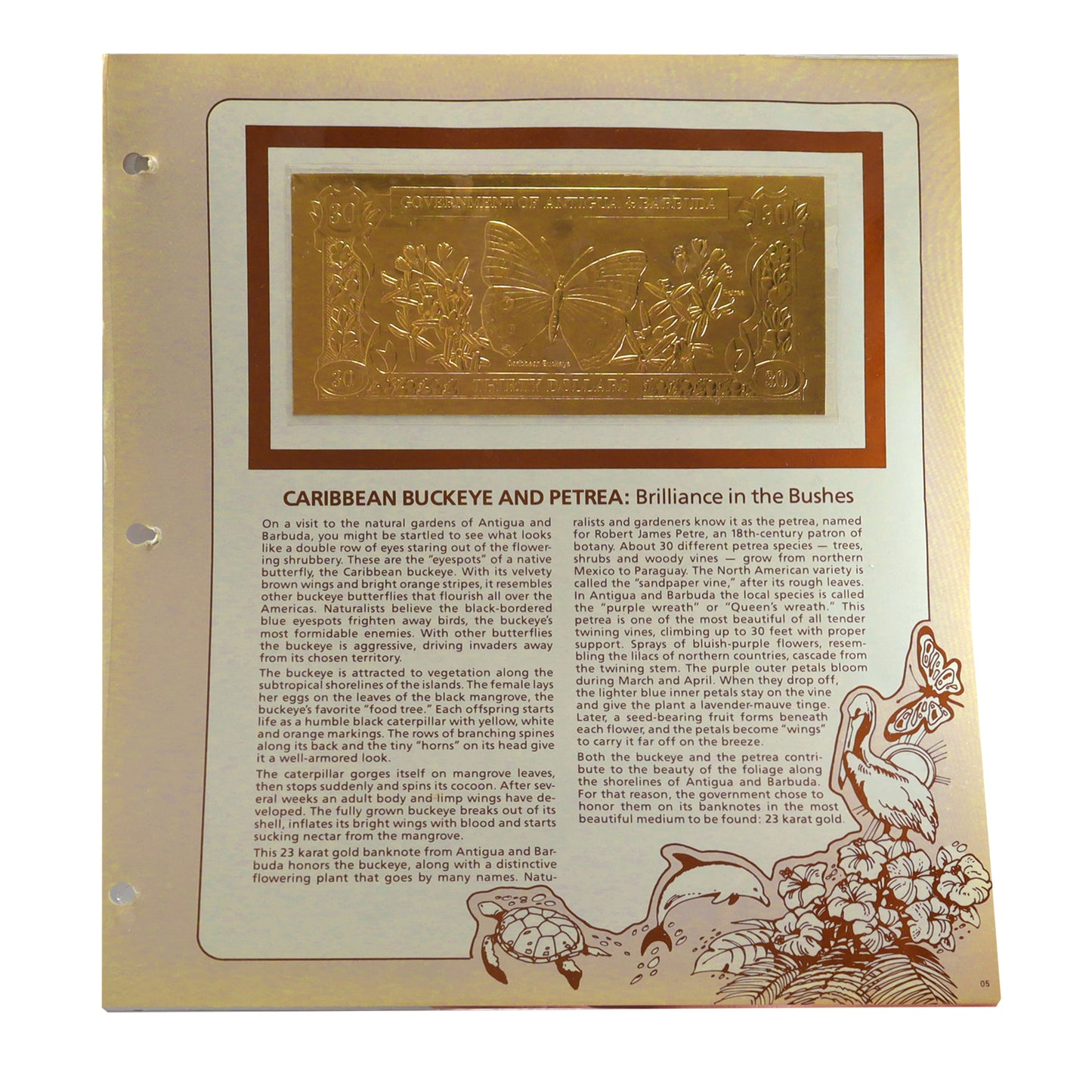 Complete Set of Gold Bank Notes of Antigua & Barbuda with Album (issues)