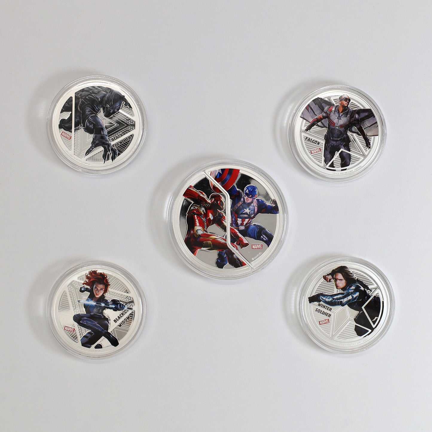2016 Fiji $1 Captain America: Civil War Silver 6-Coin Set with Lunchbox (No Tax) issues