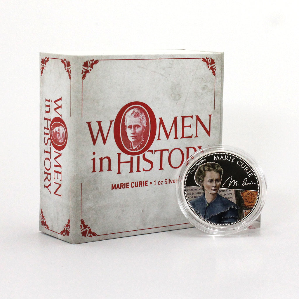 2022 Niue $2 Women in History: Marie Curie 1oz. Fine Silver Coin (No Tax) scuffed cap.
