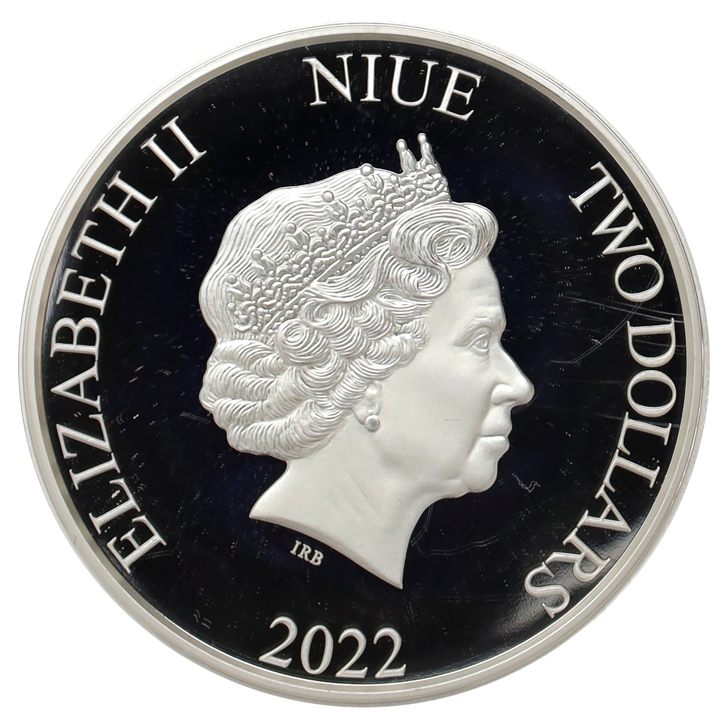 2022 Niue $2 Women in History: Marie Curie 1oz. Fine Silver Coin (No Tax) scuffed cap.