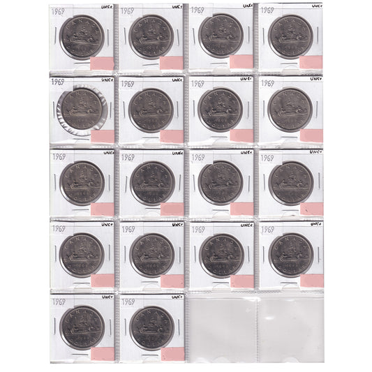 Group Lot of 37x 1968-1969 Canada Nickel Dollars, All UNC+, 37pcs