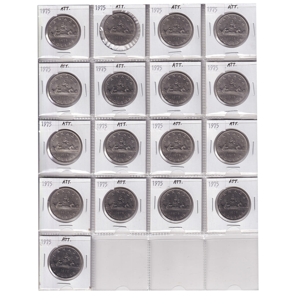 Group Lot of 17x 1975 Canada Nickel Dollars, All BU, 17pcs