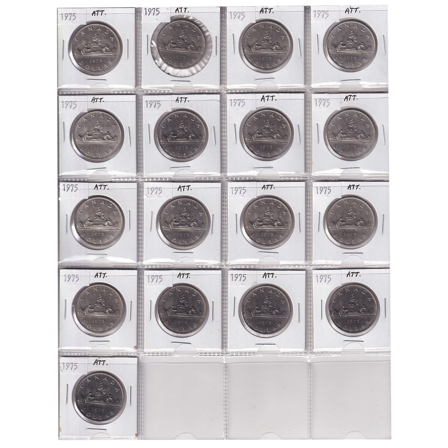Group Lot of 17x 1975 Canada Nickel Dollars, All BU, 17pcs