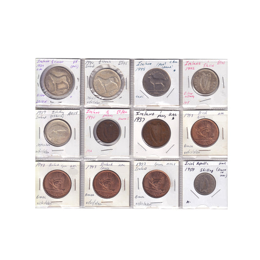 Group Lot of 12x Ireland 1930-1995 Decimal, 12pcs, VF to Choice BU, 12pcs