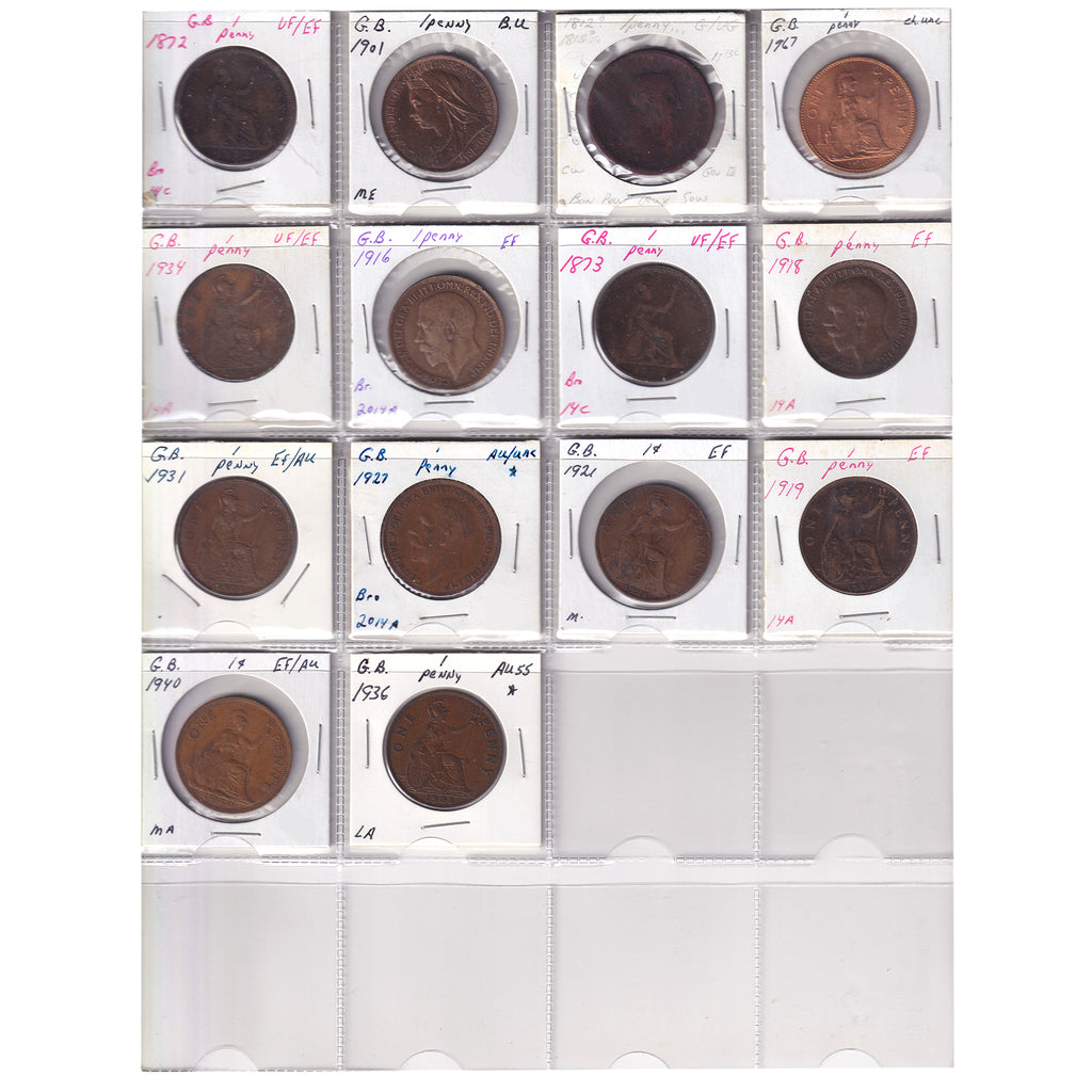 Group Lot of 14x Great Britain c.1815-1967 Decimal, 14pcs, G-VG to Choice BU, 14pcs