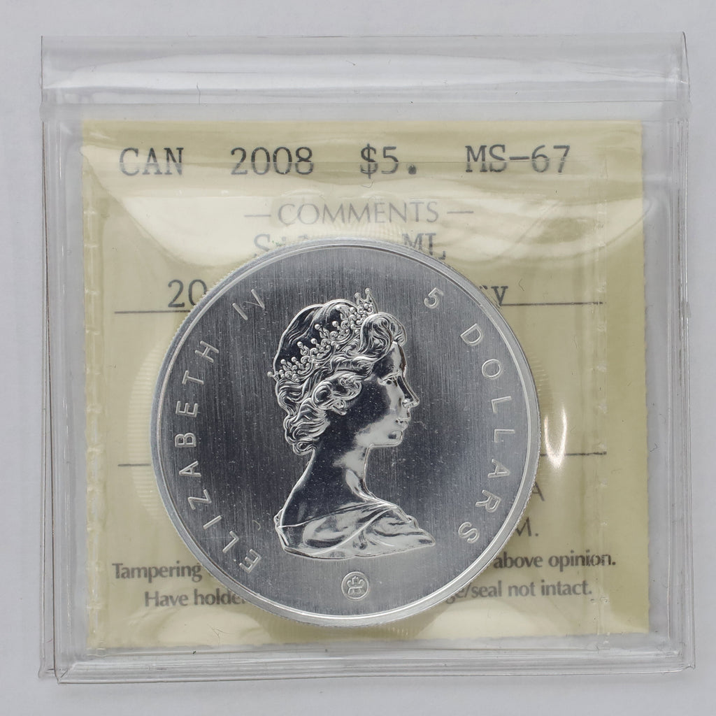 2008 Canada $5 20th Anniversary of the Silver Maple Leaf ICCS Certified MS67 (No Tax)