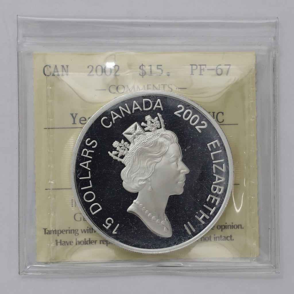 2002 Canada $15 Year of the Horse Sterling Silver & Gold Plated ICCS Certified PF67 UHC