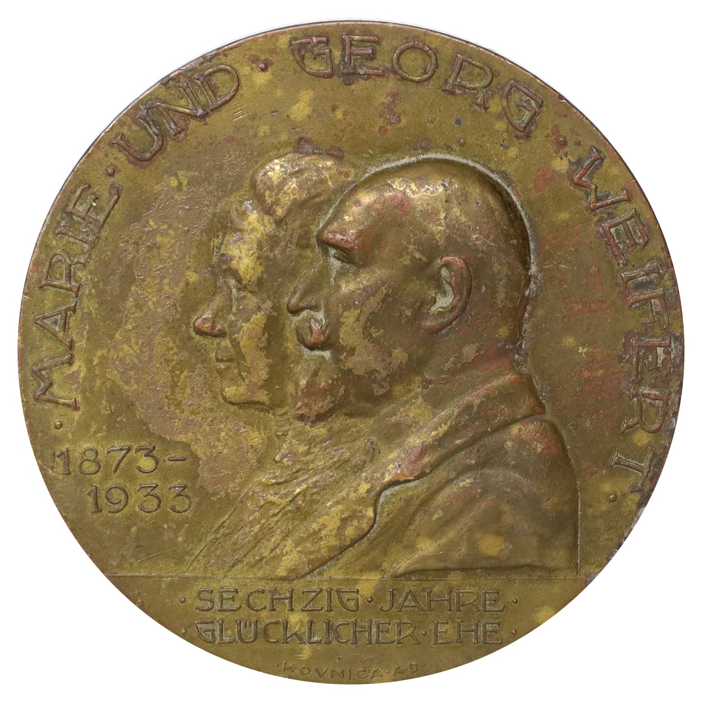 1933 Georg & Marie Weifert 60th Wedding Anniversary Medallion