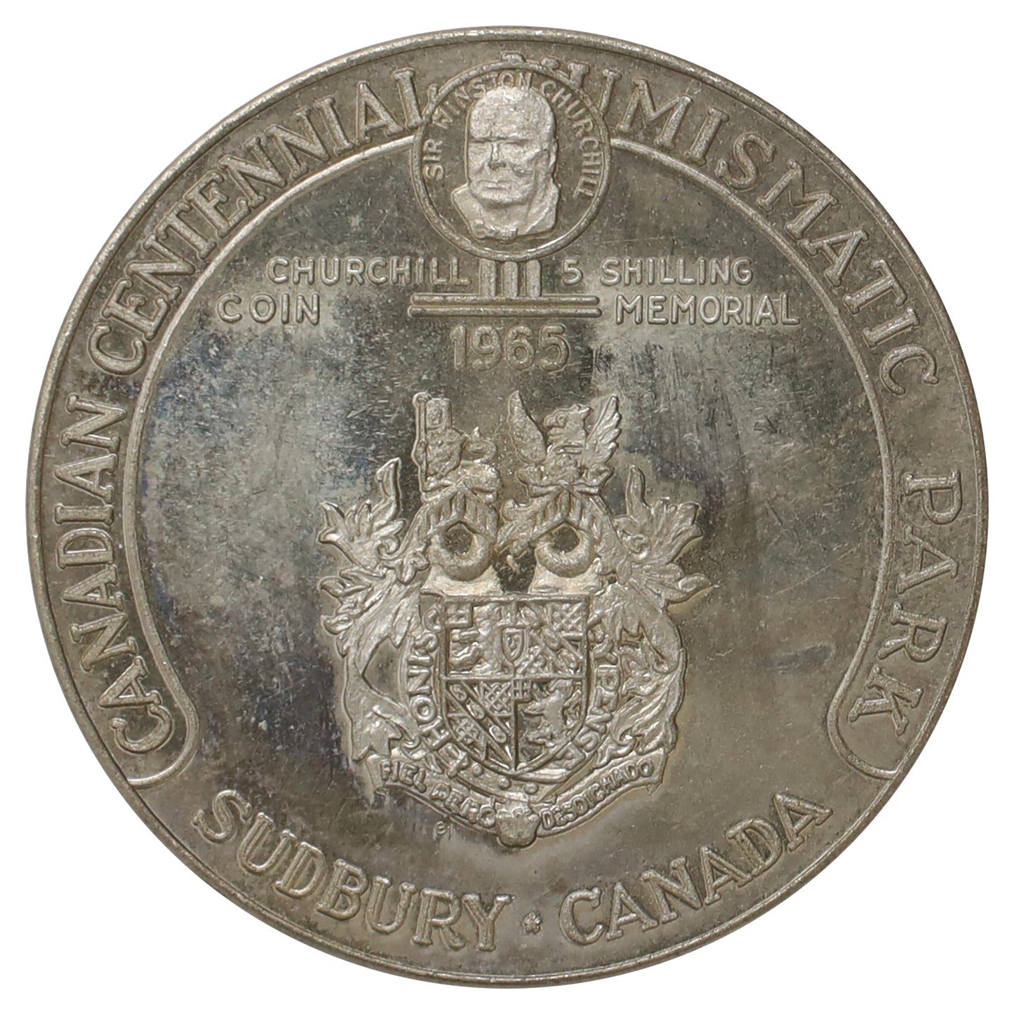 1965 Sudbury, ON, Canadian Centennial Numismatic Park Churchill Token (Version 2)