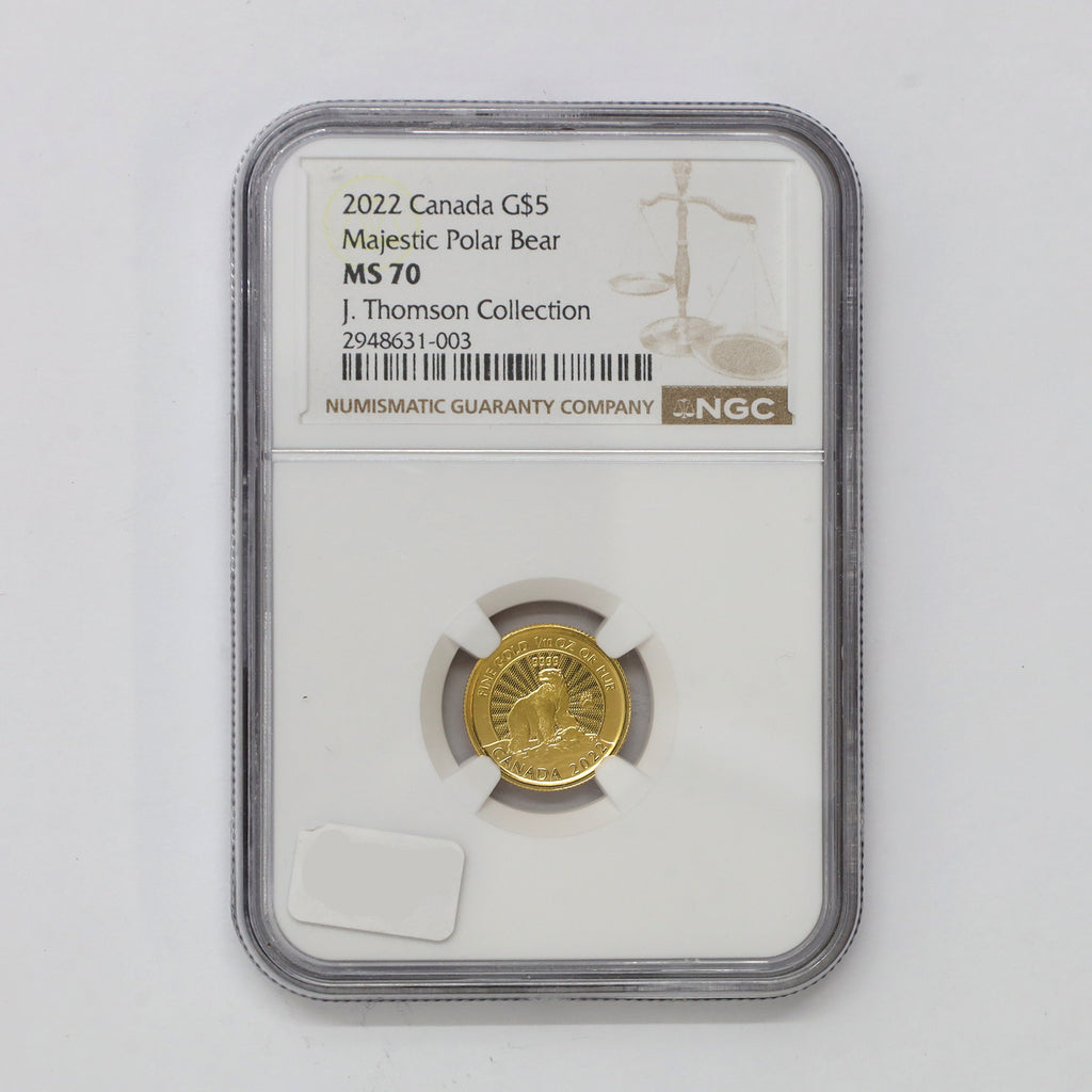 2022 Canada $5 1/10oz. Majestic Polar Bear .999 Gold NGC Certified MS70 (No Tax)