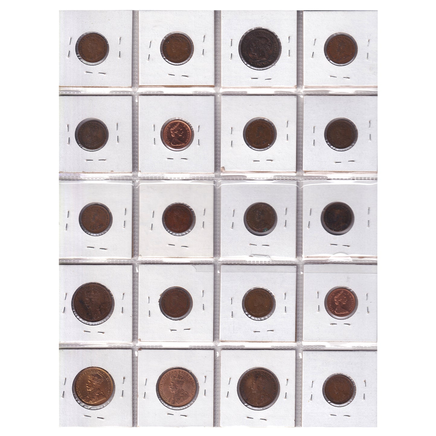 Group Lot of 20x 1900-1967 Canada 1-cents, VG to PL, 20pcs