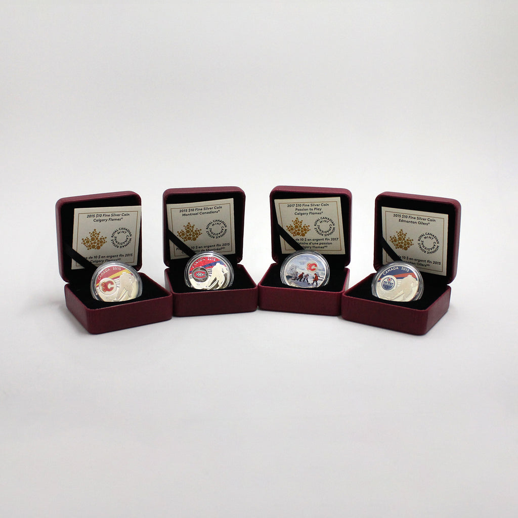 Lot of 4x 2015-2017 Canada $10 NHL Fine Silver Coins, 4pcs (No Tax) toning