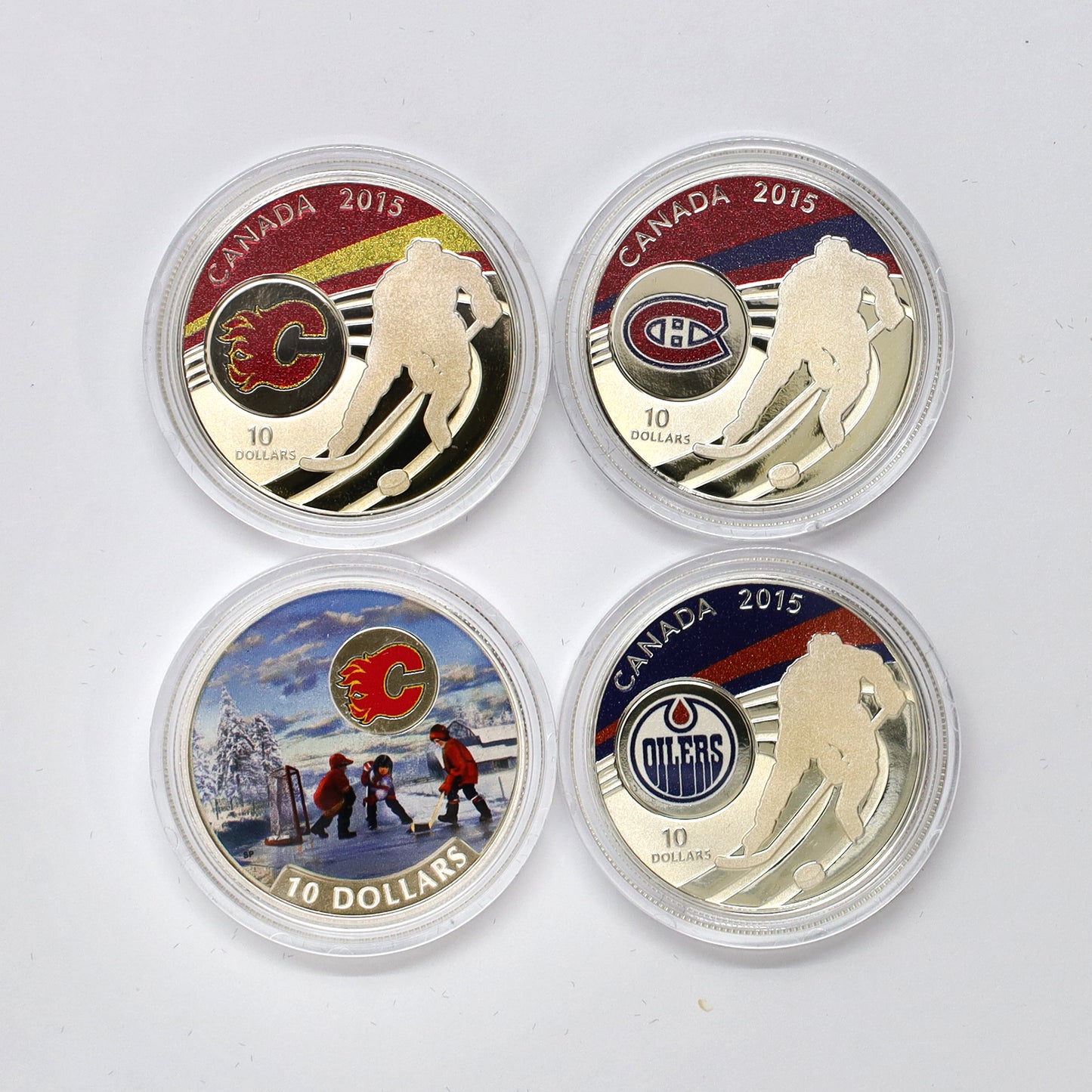 Lot of 4x 2015-2017 Canada $10 NHL Fine Silver Coins, 4pcs (No Tax) toning