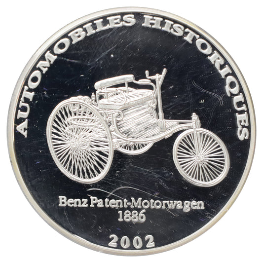 Congo 2002 Benz Patent-Motorwagen 10 Francs .999 Fine Silver Coin (No Tax) Issues