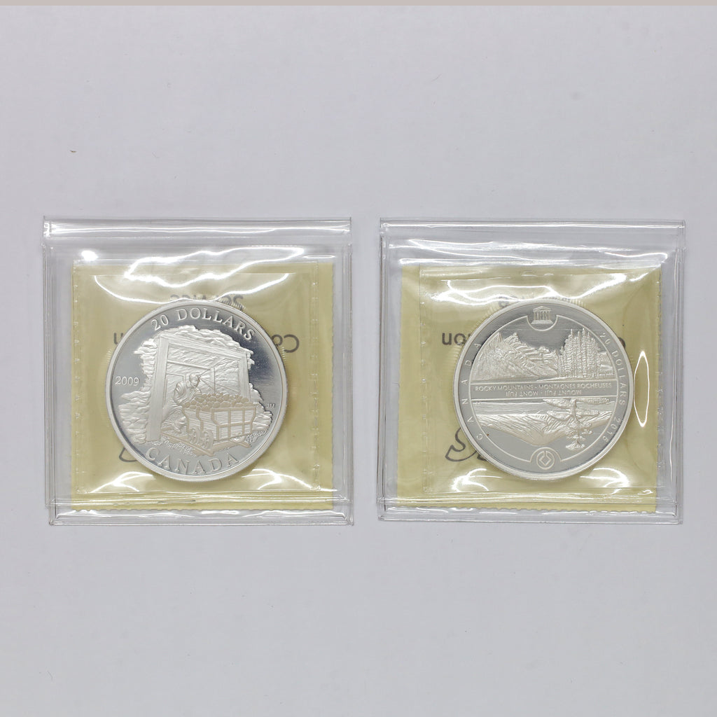 Pair of 2009 & 2015 Canada $20 1ozt .9999 Silver Coins ICCS Cert. PF67 UHC, 2pcs (No Tax)