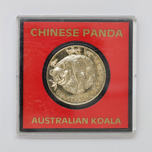 Australia Koala and Panda Australian Souvenir Medallion in Original Case (scratches)