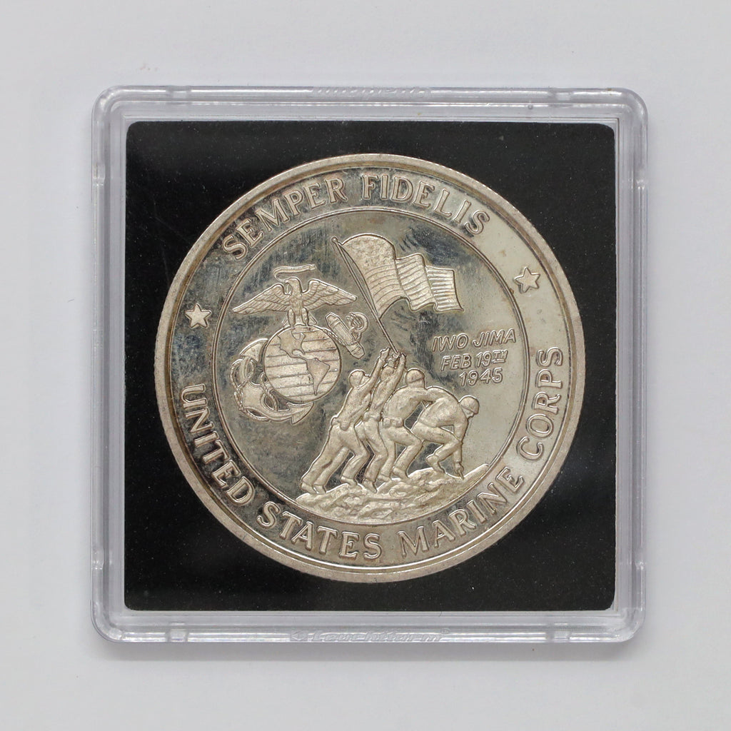 USA Marine Corps Semper Fidelis Iwo Jima Desert Storm .999 Silver Round (No Tax) scr. cap