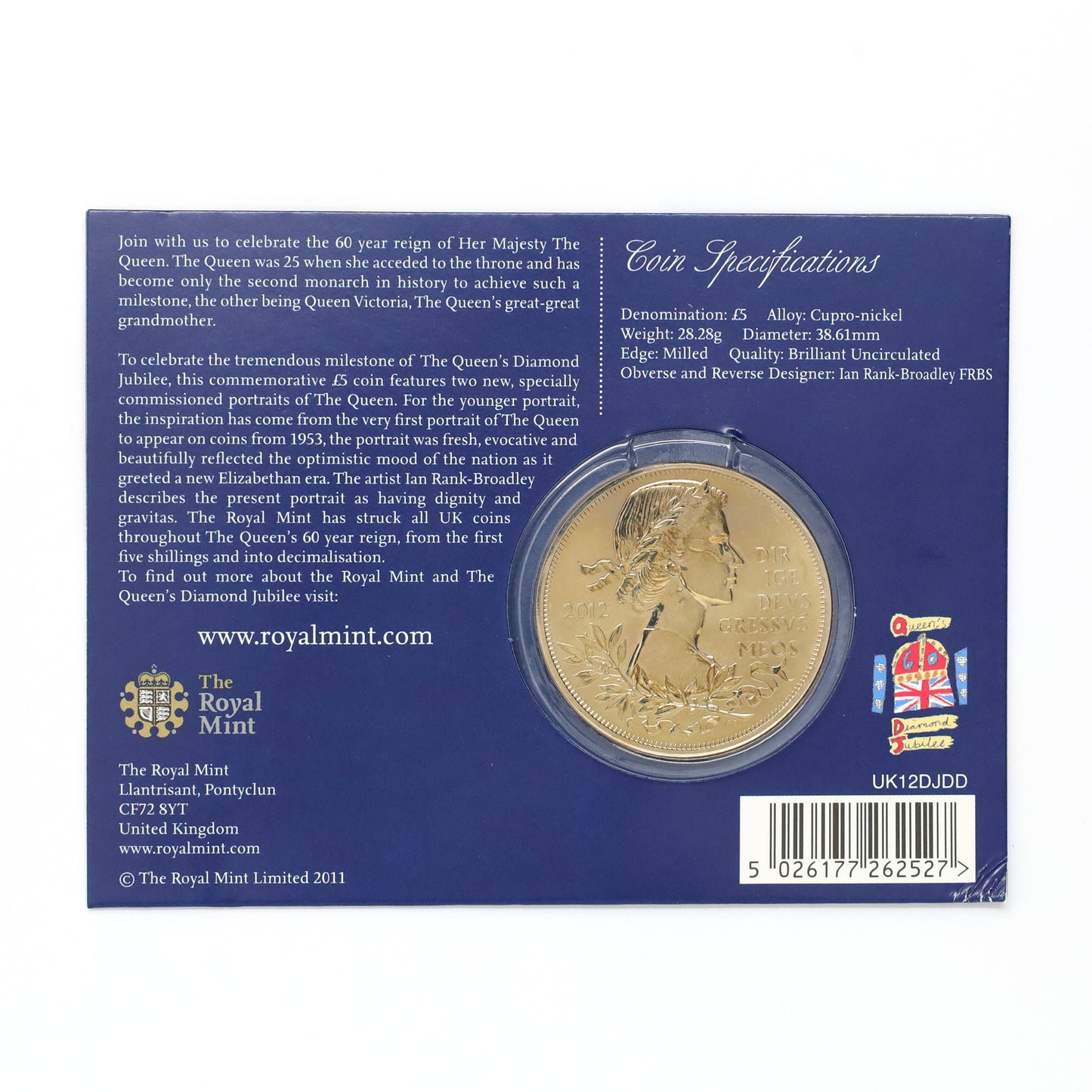 United Kingdom 2012 Diamond Jubilee 5 Pound Commemorative Coin (sealed)
