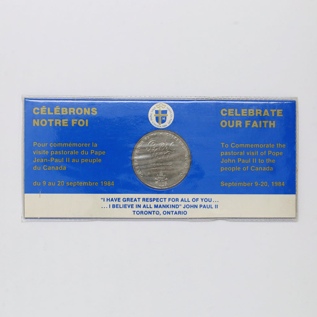 1984 Canada Papal Visit John Paul II Commemorative Medallion in Card (sealed)