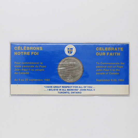 1984 Canada Papal Visit John Paul II Commemorative Medallion in Card (sealed)