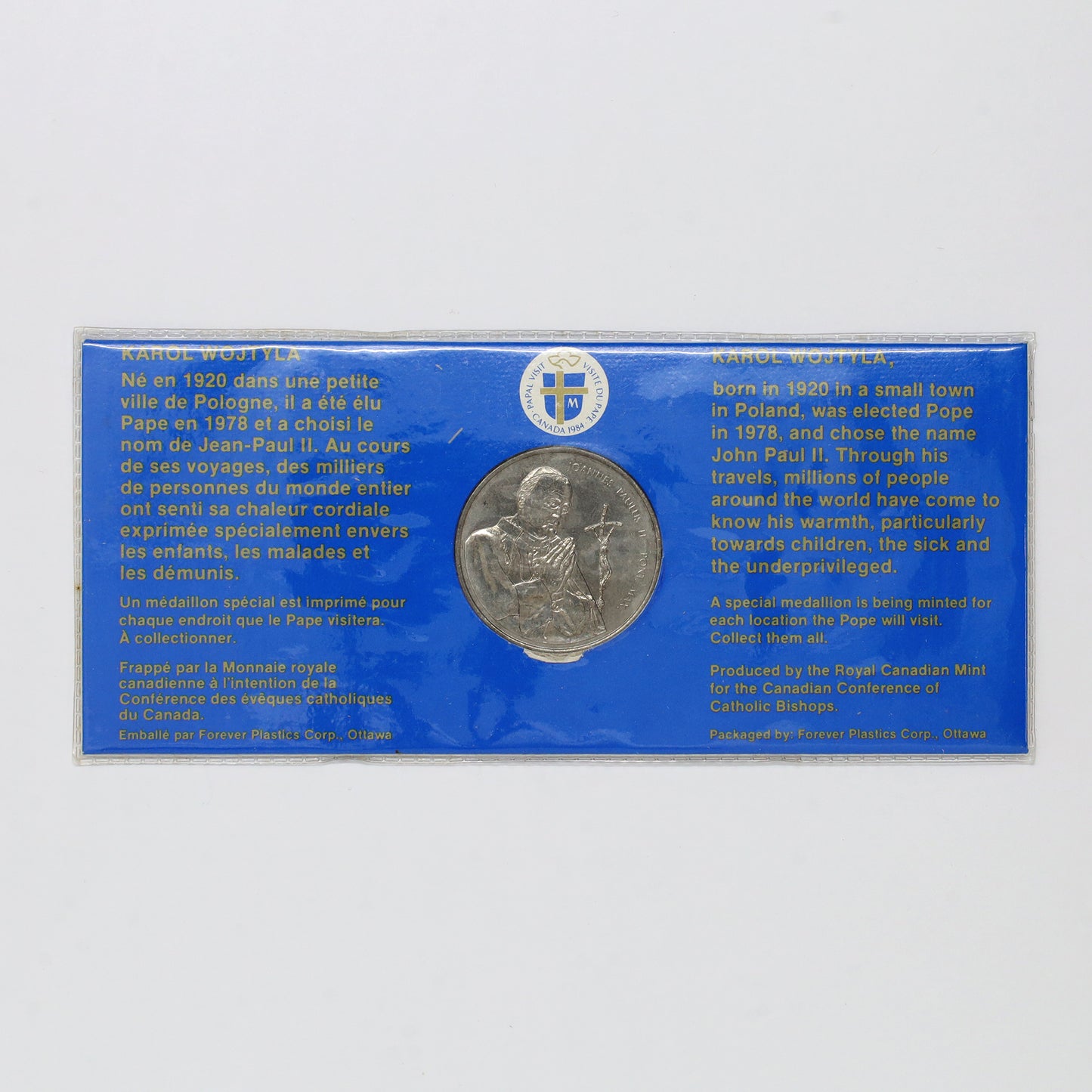 1984 Canada Papal Visit John Paul II Commemorative Medallion in Card (sealed)