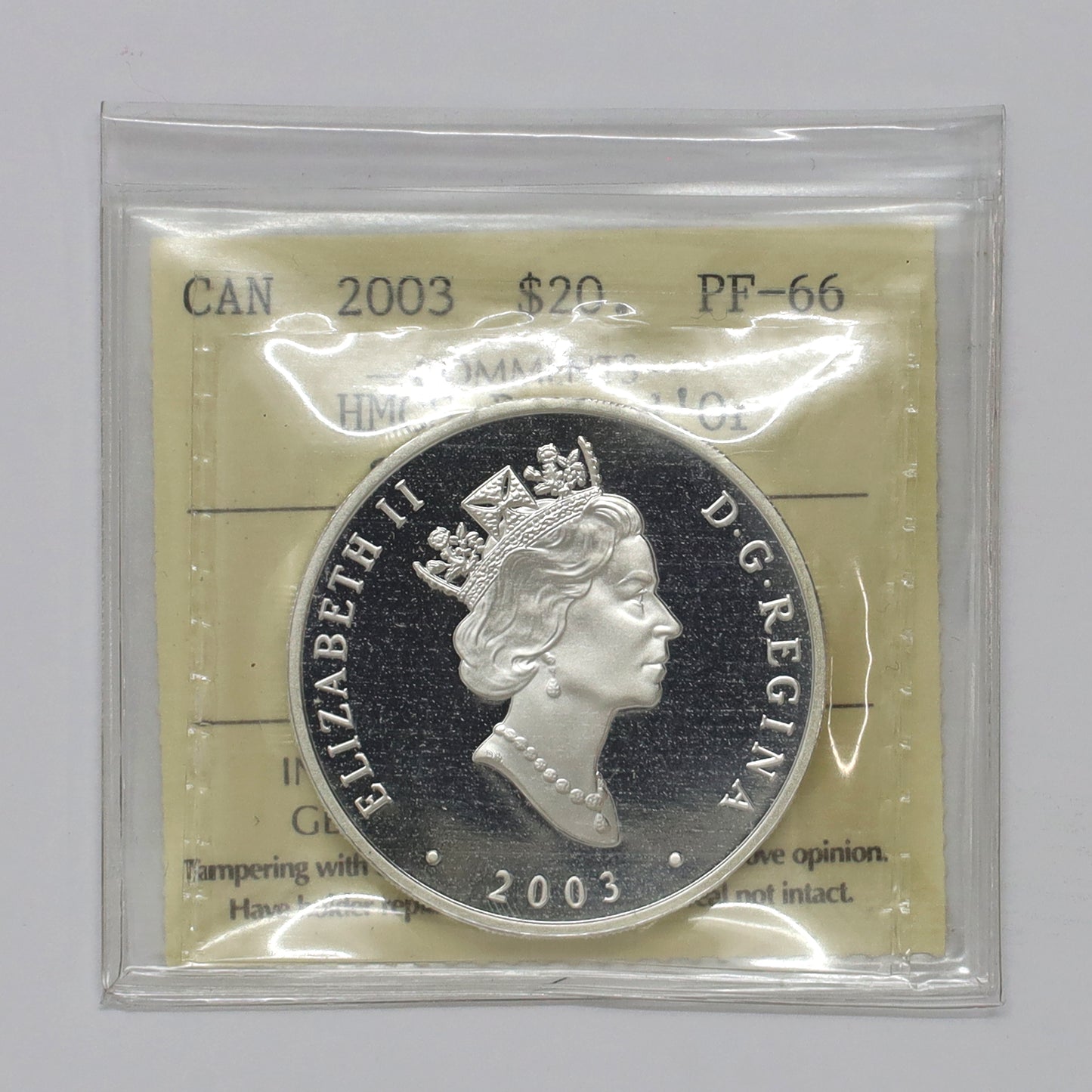 2003 Canada $20 Transportation Ship: HMCS Bras d'Or Sterling Silver ICCS Cert. PF66 UHC