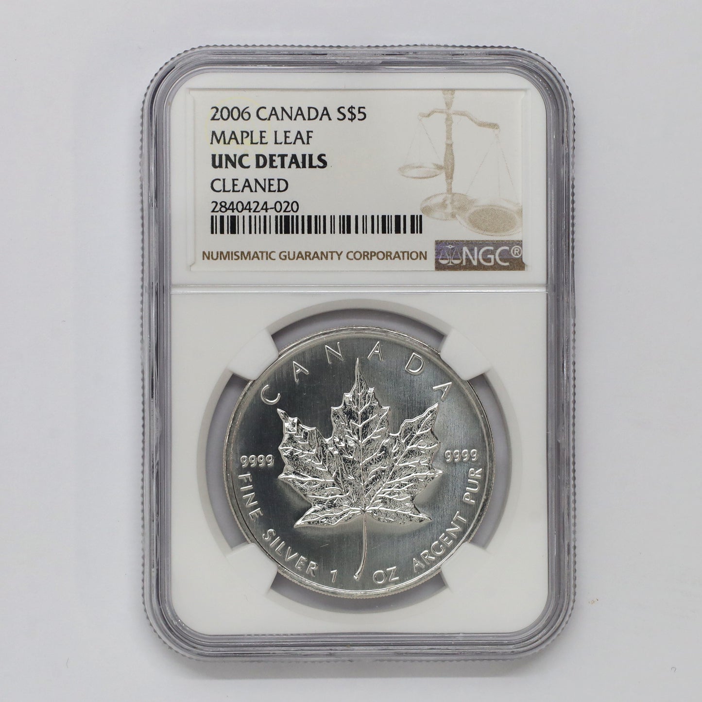 2006 Canada $5 Silver Maple Leaf NGC Certified UNC Details (No Tax) Cleaned