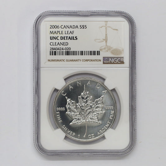 2006 Canada $5 Silver Maple Leaf NGC Certified UNC Details (No Tax) Cleaned