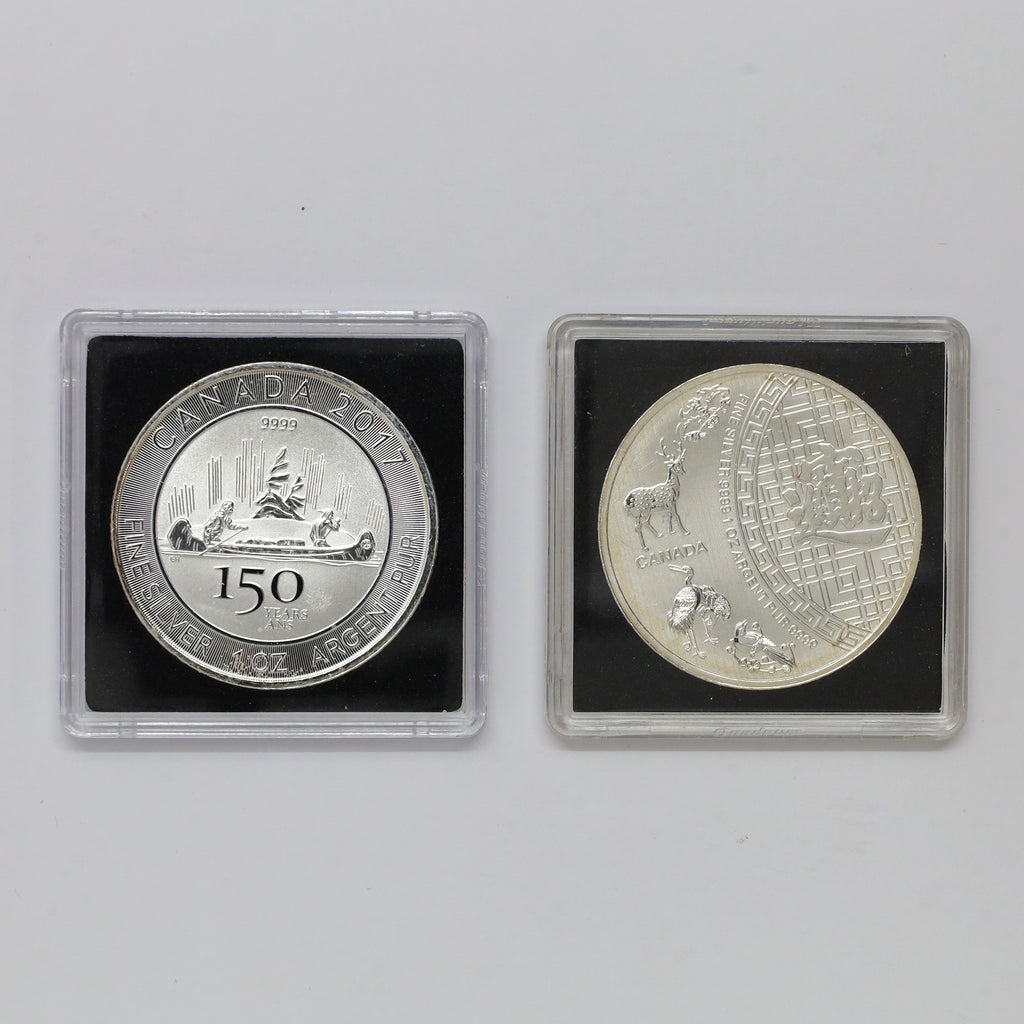 Pair of 2014 & 2017 Canada $5 1oz. Silver Coins, 2pcs (No Tax) scr. caps