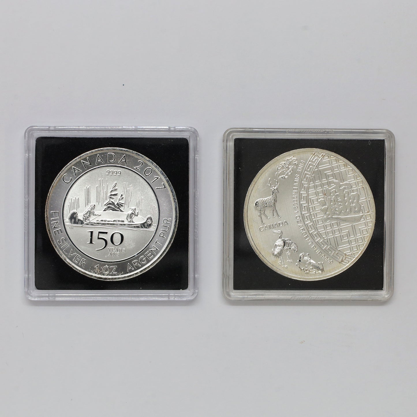 Pair of 2014 & 2017 Canada $5 1oz. Silver Coins, 2pcs (No Tax) scr. caps
