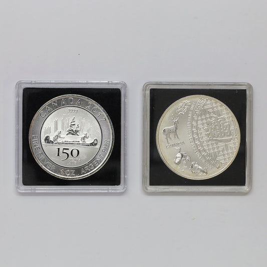 Pair of 2014 & 2017 Canada $5 1oz. Silver Coins, 2pcs (No Tax) scr. caps
