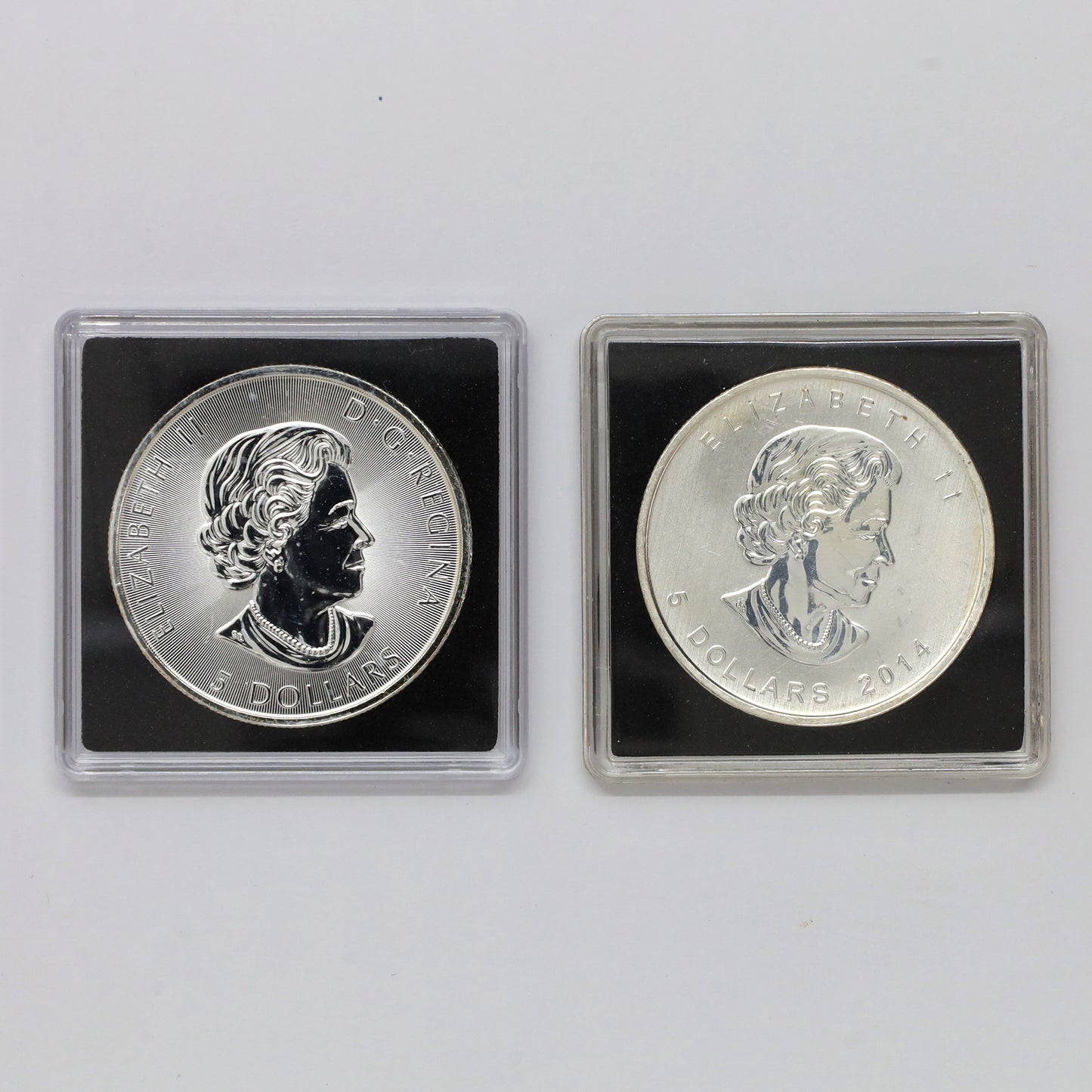 Pair of 2014 & 2017 Canada $5 1oz. Silver Coins, 2pcs (No Tax) scr. caps