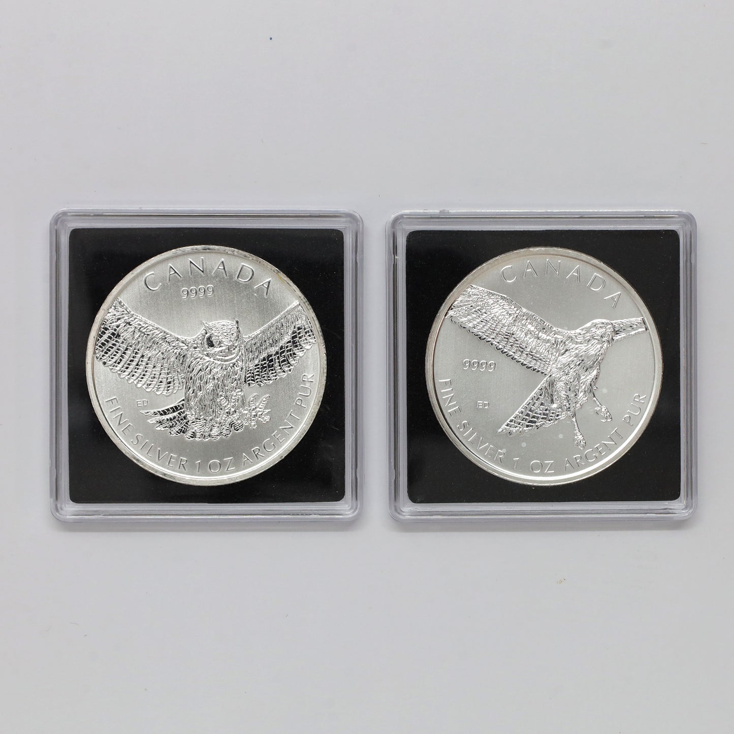 Pair of 2015 Canada $5 Birds of Prey 1oz. .9999 Silver Coins, 2pcs (No Tax) scr. caps