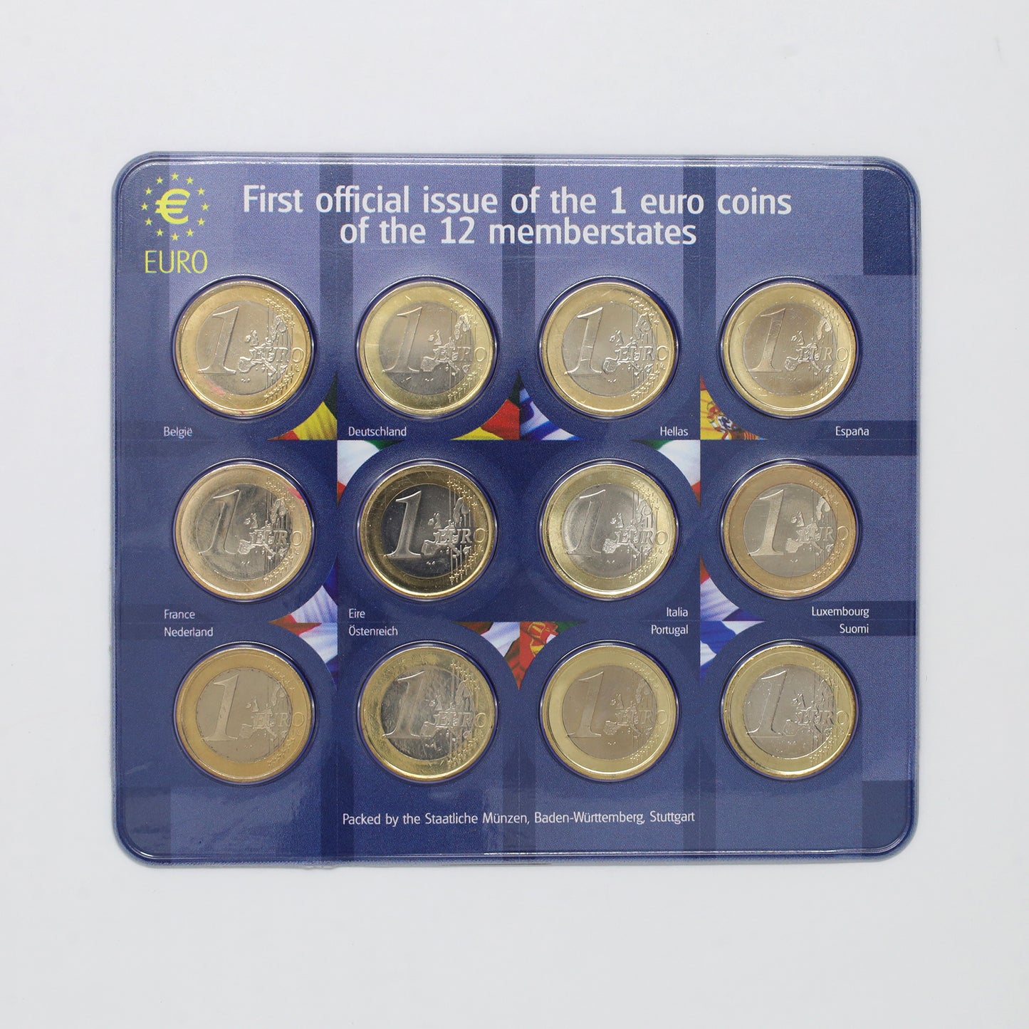 2002 First Official Issue of One Euro Coins of the 12 Member States of the EU Set
