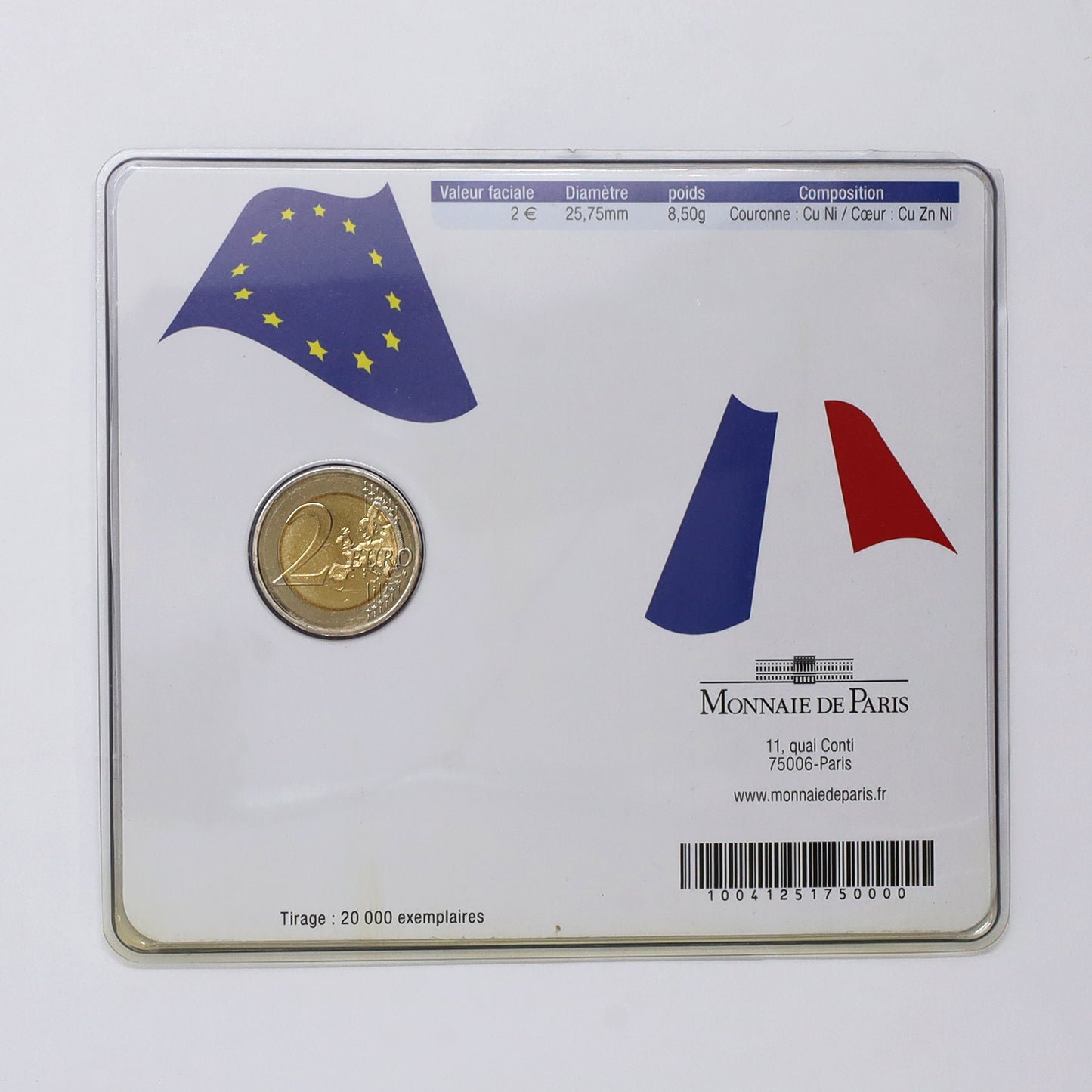 France 2008 Presidency of the European Union 2-euro Coin in Presentation Card (wear)