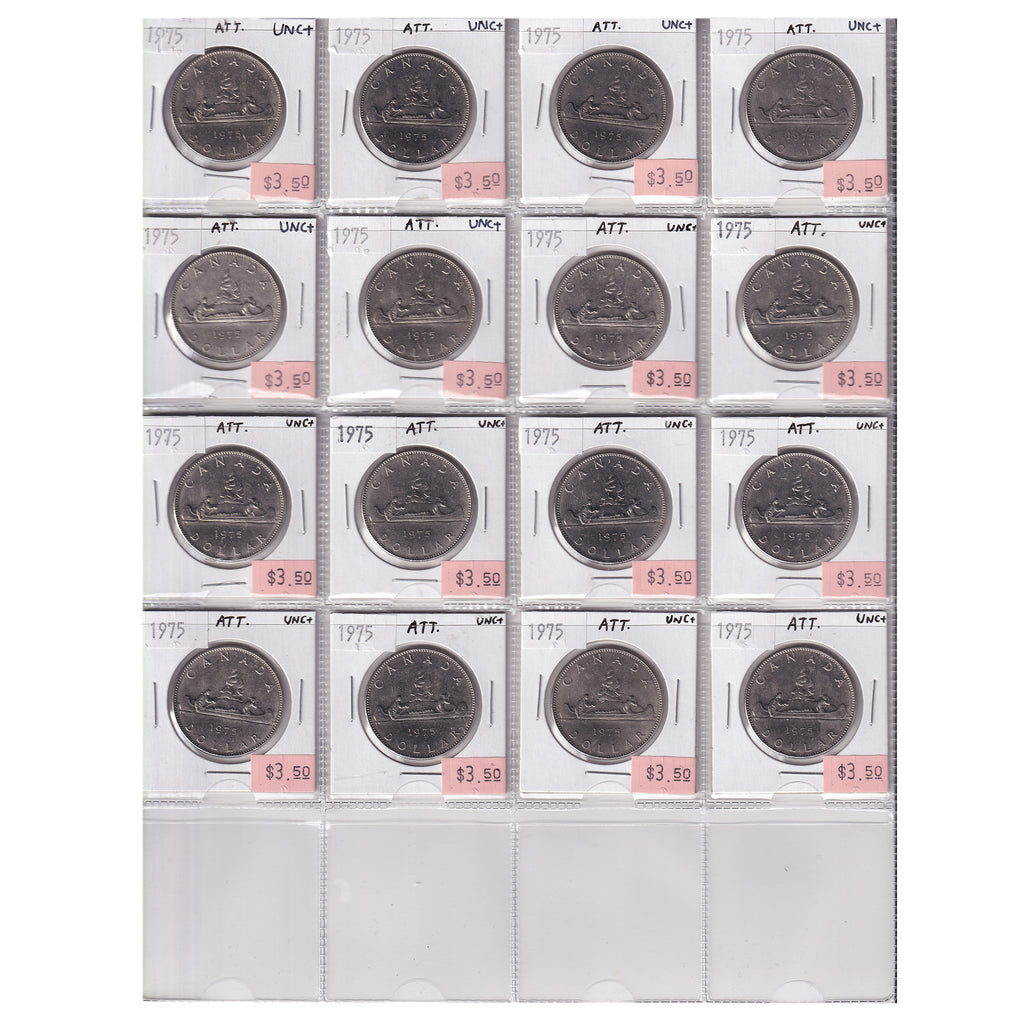 Group Lot of 16x 1975 Attached Jewel Canada Nickel Dollars, All UNC+, 16pcs