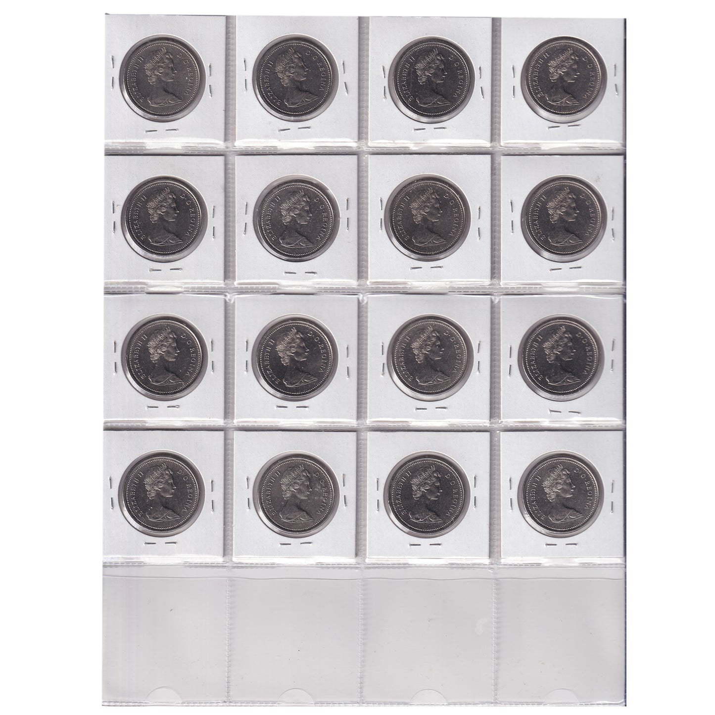 Group Lot of 16x 1975 Attached Jewel Canada Nickel Dollars, All UNC+, 16pcs