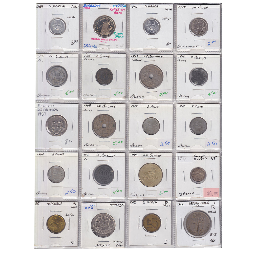 Group Lot of 60x 1816-2018 World Coins, Various Countries & Denominations, 60pcs