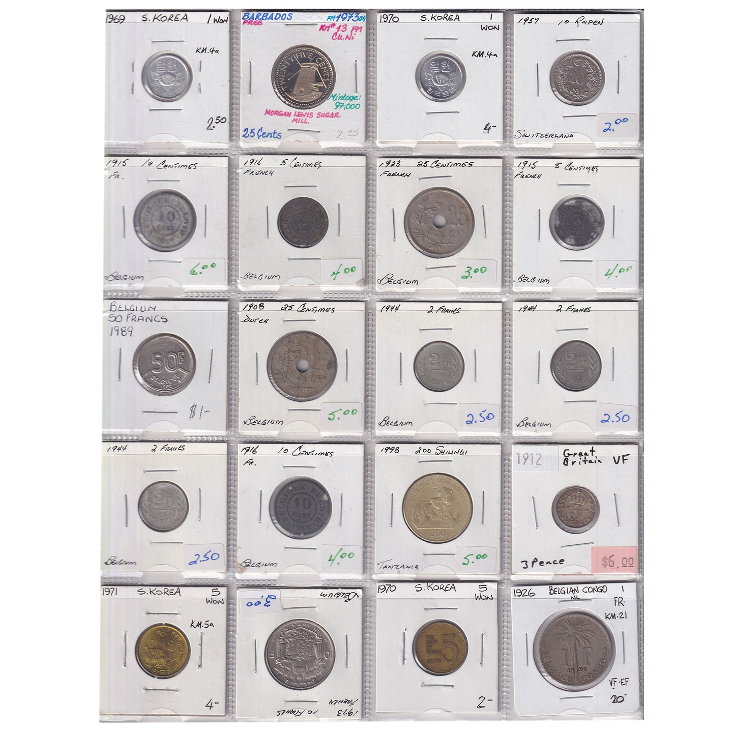 Group Lot of 60x 1816-2018 World Coins, Various Countries & Denominations, 60pcs