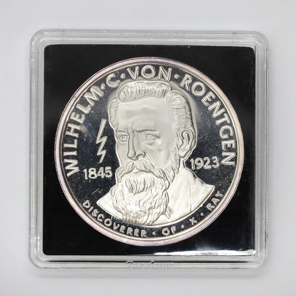 1995 Wilhelm Von Roentgen X-Ray 1oz .999 Fine Silver Round (No Tax) scratched capsule