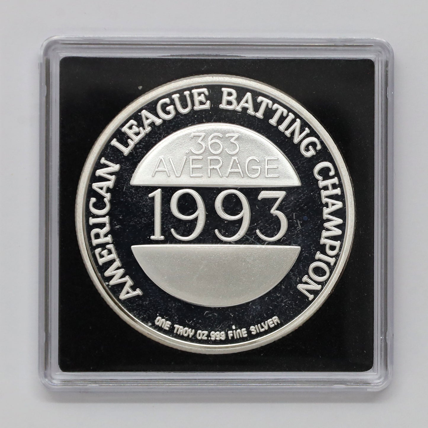 1993 American League Batting Champion John Olerud .999 Fine Silver Round (No Tax) scr. cap