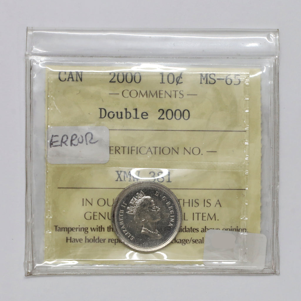 ERROR 2000 Canada 10-cents ICCS Certified MS65 (Double 2000)