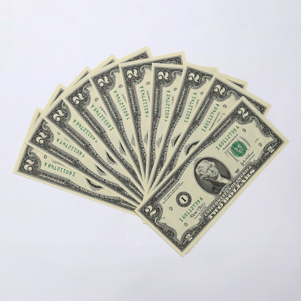 Lot of 10x Sequential 2003 USA $2 Banknotes, 10pcs